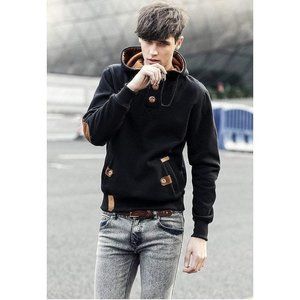 Hoodie Sweatshirt Mens Small Slim Fit‎ Black Button-up Fleece YuKaiChen
